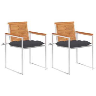 Chaises de jardin avec coussins lot de 2 Acacia solide et acier vidaXL