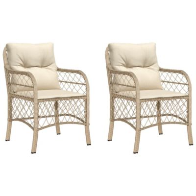 Chaises de jardin avec coussins lot de 2 beige résine tressée vidaXL