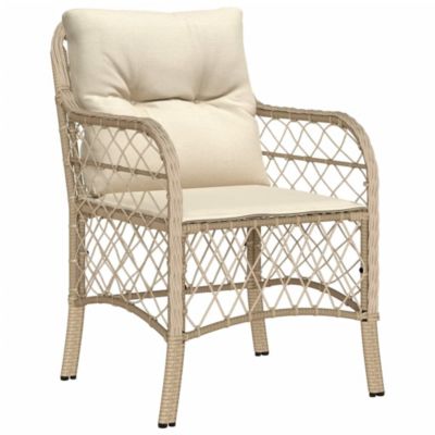 Chaises de jardin avec coussins lot de 2 beige résine tressée vidaXL