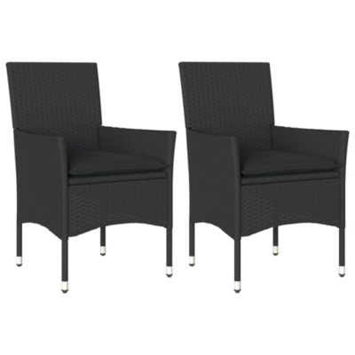 Chaises de jardin avec coussins lot de 2 noir résine tressée vidaXL