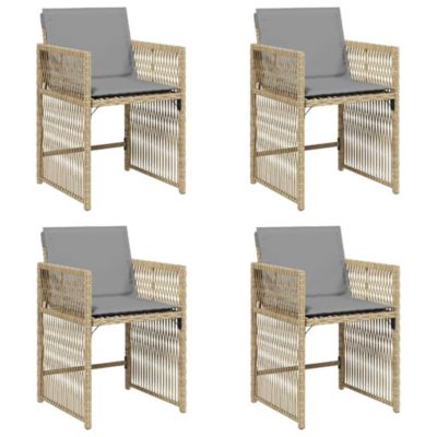 Chaises De Jardin Lot De 4 Avec Coussins Noir Résine Tressée