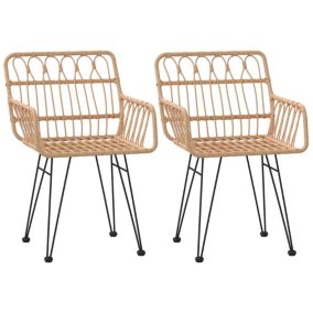 Chaises de jardin lot de 2 accoudoir 56x64x80 cm Résine tressée