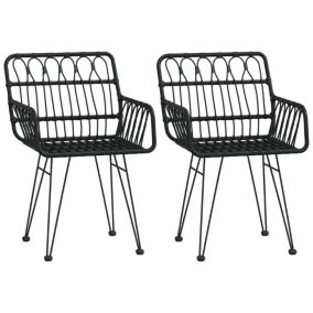 Chaises de jardin lot de 2 avec accoudoir Noir 56x64x80 cm