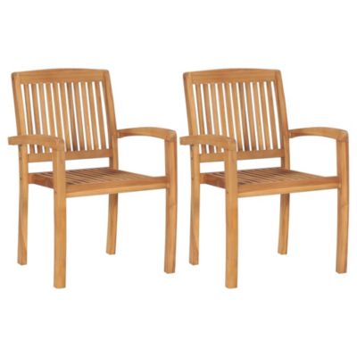 Chaises de jardin lot de 2 avec coussins bordeaux Teck massif vidaXL