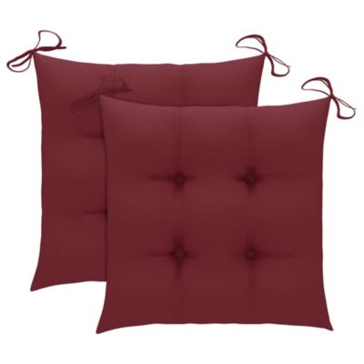Chaises de jardin lot de 2 avec coussins bordeaux Teck massif vidaXL