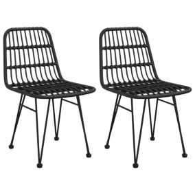 Chaises de jardin lot de 2 Noir 48x62x84 cm Résine tressée