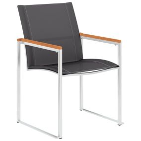 Chaises de jardin lot de 2 Textilène et acier inoxydable Gris