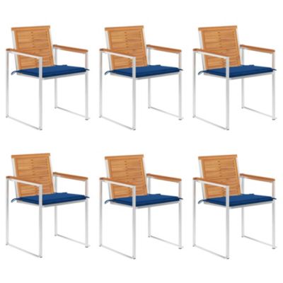 Chaises de jardin lot de 6 avec coussins Bois d'acacia solide vidaXL