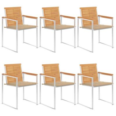 Chaises de jardin lot de 6 avec coussins Bois de teck massif vidaXL