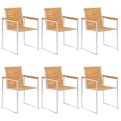 Chaises de jardin lot de 6 avec coussins Bois de teck massif vidaXL