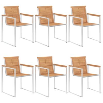 Chaises de jardin lot de 6 avec coussins Bois de teck massif vidaXL