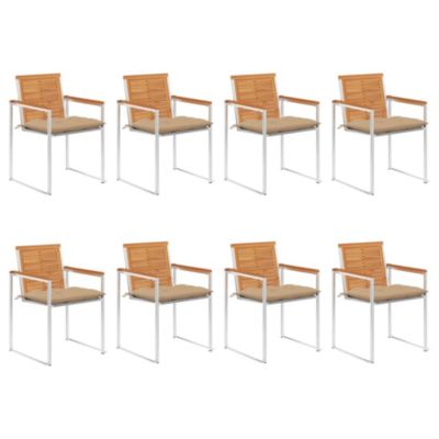 Chaises de jardin lot de 8 avec coussins Bois d'acacia solide vidaXL
