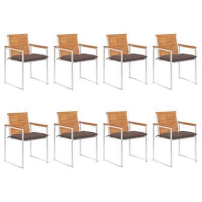 Chaises de jardin lot de 8 avec coussins Bois d'acacia solide vidaXL