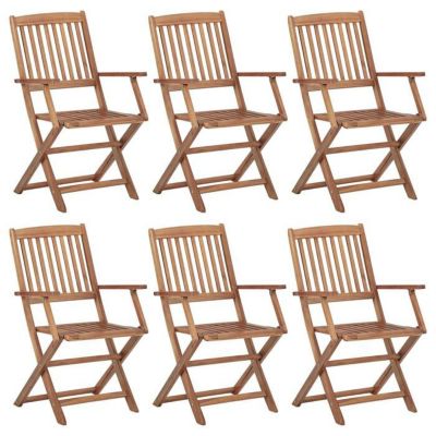 Chaises de jardin pliables en bois d'acacia massif - VidaXL - Lot de 6 - Brun - Extérieur