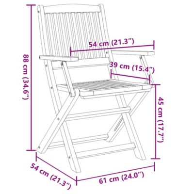 Chaises de jardin pliables en bois d'acacia massif - VidaXL - Lot de 6 - Brun - Extérieur