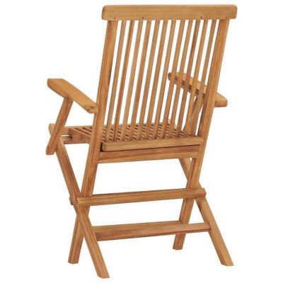6 Chaises De Jardin Pliantes En Teck Massif – Pour Terrasse, Balcon, Patio – Confortables Et Résistantes Aux Intempéries