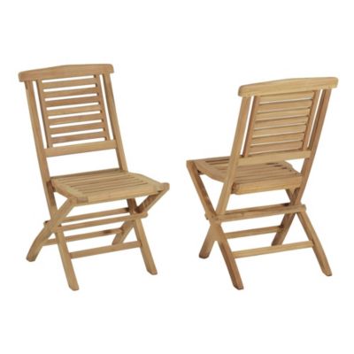 Chaises de jardin pliantes en teck massif Barbade (lot de 2)