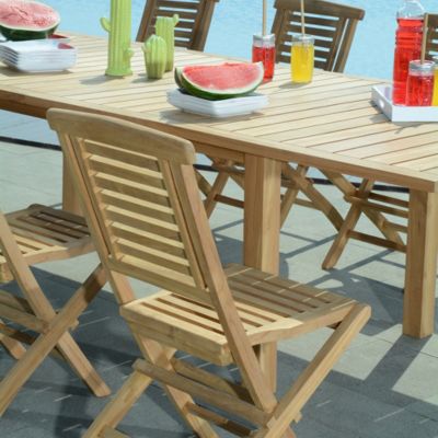 Chaises de jardin pliantes en teck massif Barbade (lot de 2)