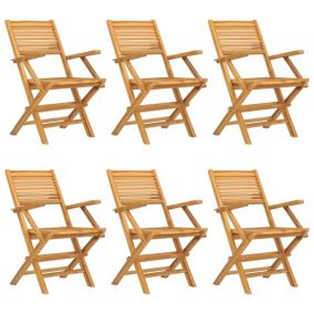 Chaises de jardin pliantes lot de 6 55x62x90cm bois massif teck