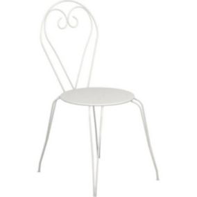 Chaises de jardin romantique empilable en fer forgé - Blanc - Lot de 4