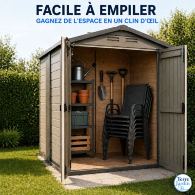 Chaises de jardin tissu x6 - Gris - Empilables- Textilène - H.54 cm - Acier