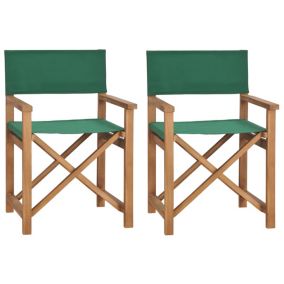 Chaises de metteur en scène lot de 2 Bois de teck massif Vert