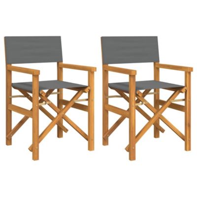 Chaises de metteur en scène pliantes lot de 2 Bois teck massif vidaXL