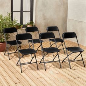 Chaises de réception pliantes   Fiesta   6 chaises d'appoint en plastique gris foncé et métal