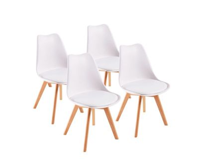 Chaises de Salle à Manger scandinave, Chaise de Bureau rétro, Blanc, Lot de 4