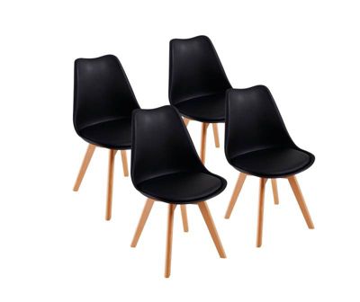 Chaises de Salle à Manger scandinave, Chaise de Bureau rétro, Noir,  Lot de 4