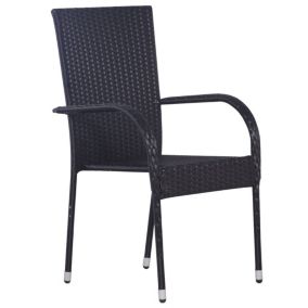 Chaises empilables d'extérieur lot de 4 Résine tressée Noir