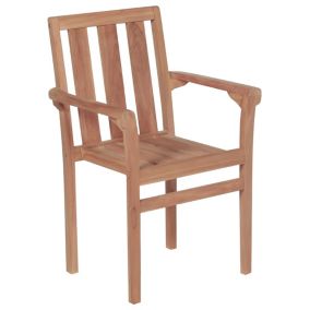 Chaises empilables de jardin lot de 2 Bois de teck solide