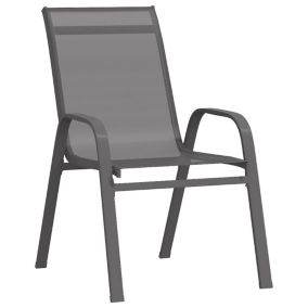 Chaises empilables de jardin lot de 2 Gris Tissu textilène