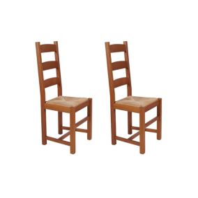 Chaises en bois assise paille (lot de 2) - RIGA