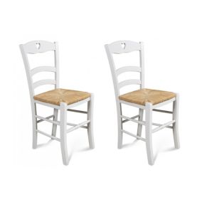 Chaises en hêtre coloris Blanc (lot de 2) - SILVA