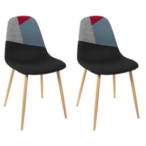 Chaises first patchwork en métal et textile (Lot de 2) Bleu et rouge