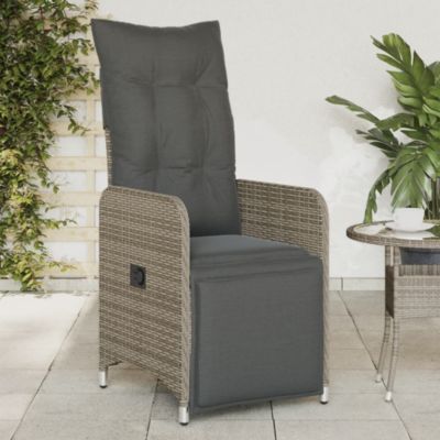 Chaises inclinables de jardin lot de 2 et coussins gris rotin vidaXL