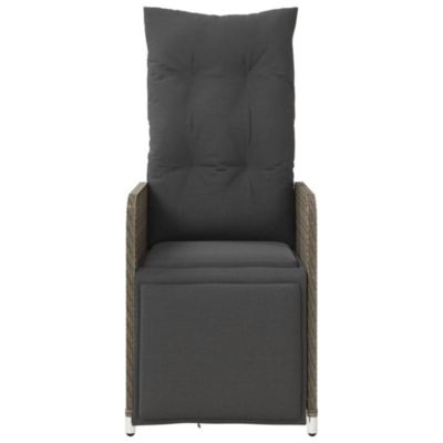 Chaises inclinables de jardin lot de 2 et coussins gris rotin vidaXL