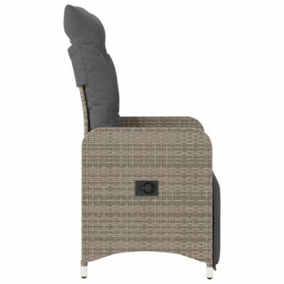 Chaises inclinables de jardin lot de 2 et coussins gris rotin vidaXL