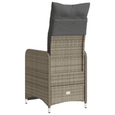 Chaises inclinables de jardin lot de 2 et coussins gris rotin vidaXL