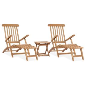 Chaises longues de jardin et repose-pied bois Helloshop26