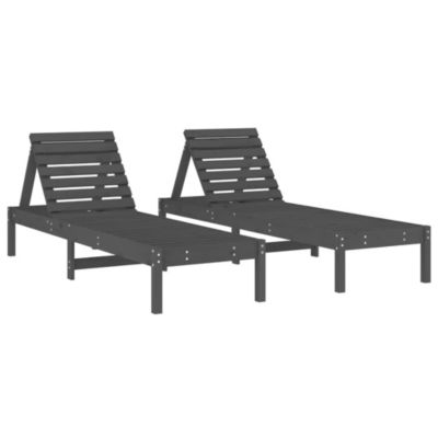 Chaises longues lot de 2 gris 199,5x60x74 cm bois massif de pin vidaXL