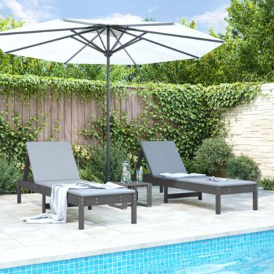 Chaises longues lot de 2 gris 199,5x60x74 cm bois massif de pin vidaXL