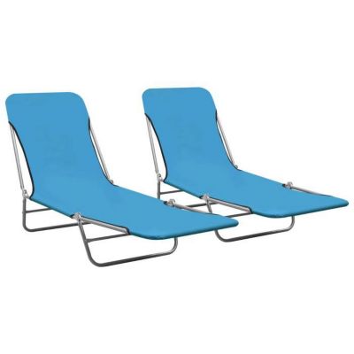 Chaises longues pliables - VIDAXL - Bleu - Dossier réglable - Acier enduit de poudre - Tissu Oxford 600D