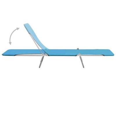 Chaises longues pliables - VIDAXL - Bleu - Dossier réglable - Acier enduit de poudre - Tissu Oxford 600D