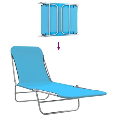 Chaises longues pliables - VIDAXL - Bleu - Dossier réglable - Acier enduit de poudre - Tissu Oxford 600D