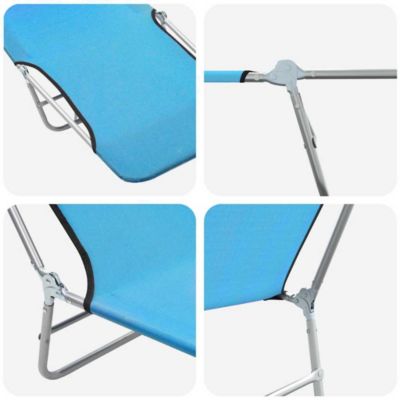 Chaises longues pliables - VIDAXL - Bleu - Dossier réglable - Acier enduit de poudre - Tissu Oxford 600D