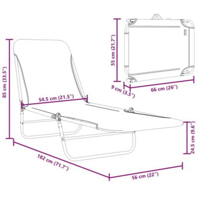 Chaises longues pliables - VIDAXL - Bleu - Dossier réglable - Acier enduit de poudre - Tissu Oxford 600D