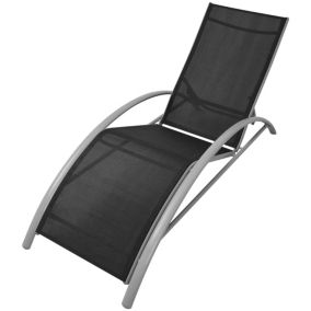 Chaises longues transat bain de soleil aluminium noir Helloshop26