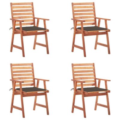 Chaises à manger d'extérieur lot de 4 et coussins Acacia massif vidaXL
